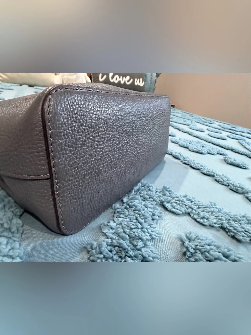 kate spade Gray Scalloped Eyelet Leather Satchel